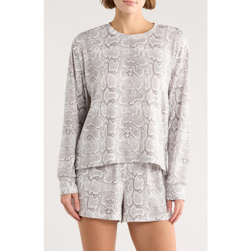 NWT! PJ Salvage Long Sleeve Top & Boxer Shorts Pajama Set in Grey Size Small